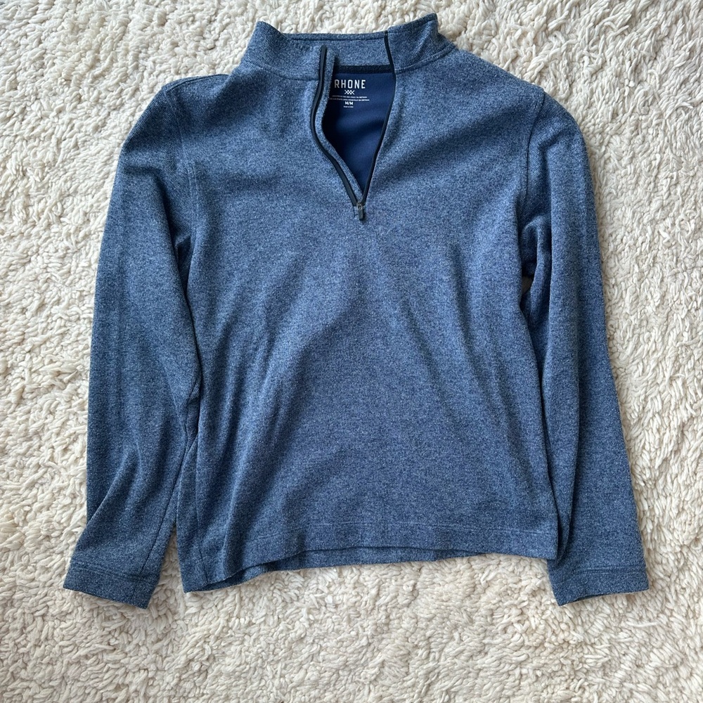 RHONE Men's Blue Zip-Up Sweater